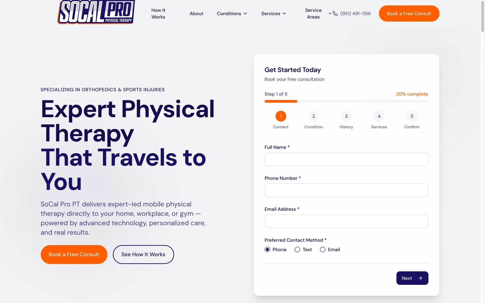 SoCal Pro PT website on a desktop screen